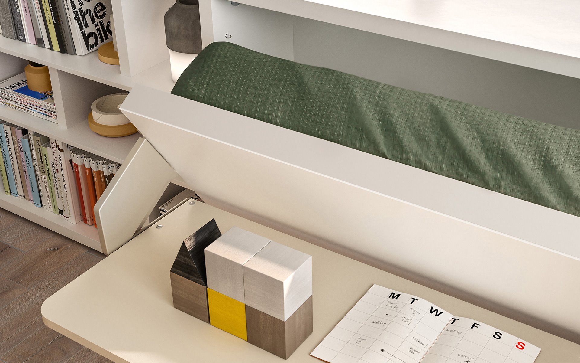 opklapbed 1P met bureau en kast C Circe sofa kali board bed habits